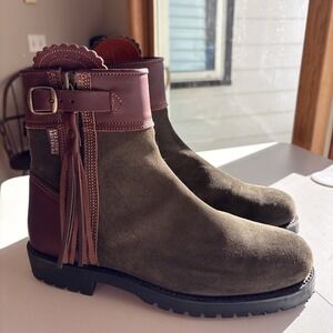 Penelope Chilvers Inclement Cropped Tassel Boot Seaweed/Conker,‎ Size 41